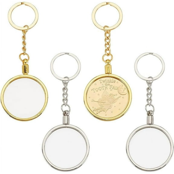 4 Pcs 2 Colors Coin Holder Keychains Round Medallion Holder with Key Ring Coin Holder Keychain Charms Commemorative Coin Key Ring for Medallion Recovery Chip or Lucky Colorful