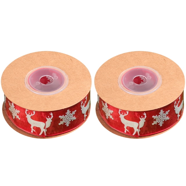 CIMAXIC christmas 2pcs Gift Floral Packing Ribbon Christmas Silk Ribbon Gift Wrapping Grosgrain,393.7"X0.98"X0.04"