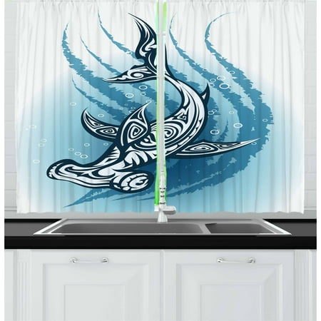 Shark Curtains 2 Panels Set, Hammerhead Fish with ...