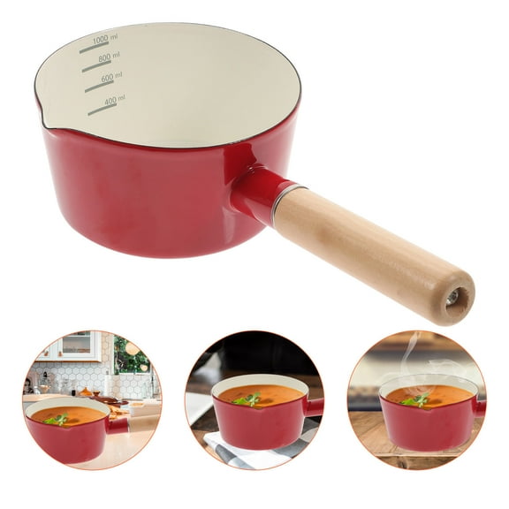 GETAJGHSD Kitchen Pan Milk Pot Red Enamel 1Pcs
