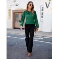 thumbnail image 5 of Womens Dressy Business Casual Blouse Pleated Long Sleeve Tops Satin Silk Work Shirt Fall Outfits 2024, 5 of 6