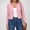Pink, variant on Women's Button Open Front Sun Protection Cropped Cardigan, Portable outerwear for daily trips, dress matching and office cooling days White L