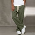 thumbnail image 6 of SAWOBUUN Men's Cotton Pants Relaxed Fit Casual Summer Pants Drawstring Elastic Waist Trousers, 6 of 9