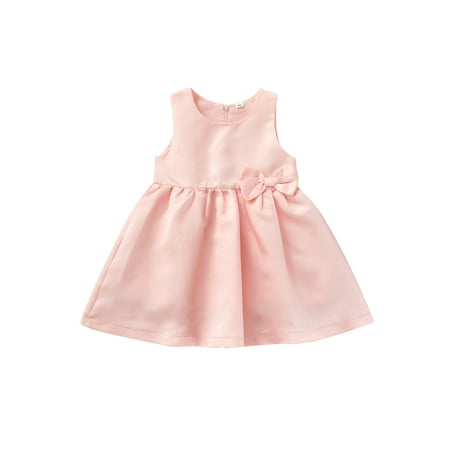 

Nokpsedcb Summer Little Girls Sweet Style Dress Solid Color Bow Decoration Sleeveless Back Zipper Princess Dress Pink 3-4 Years