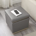 thumbnail image 3 of Linon Elta Square Storage Ottoman, Gray Faux Leather, 3 of 10