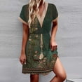 thumbnail image 1 of QIPOPIQ Robes pour Femmes Robe Évasée à Étages Manches Courtes Robes Décontractées Tendance Robe Midi d'Été à Col en V Robe Mini à Imprimé Offres 2023, 1 of 9