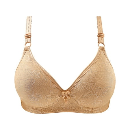 Rlmidhb Women s Wireless Bras Lace Full Coverage No Underwire Jacquard Knitted Bralettes Lace Bra Complexion