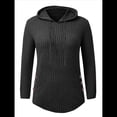 thumbnail image 1 of Sudadera con Capucha de Punto Acanalado Suave para Mujer, Suéter de Larga, Sudadera Ligera y Acogedora para Otoño. Negro XXL, 1 of 6