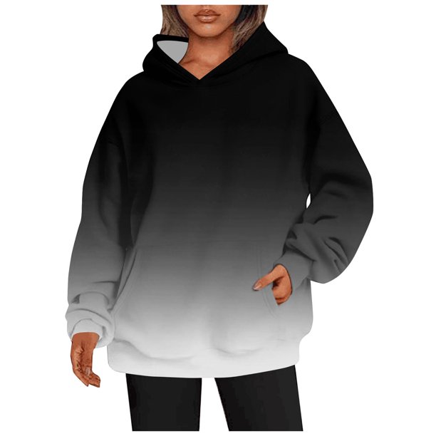 Gibobby Sudadera con capucha mujer, Sudadera básica de manga larga con cordón y bolsillos para mujer(Negro,CH)