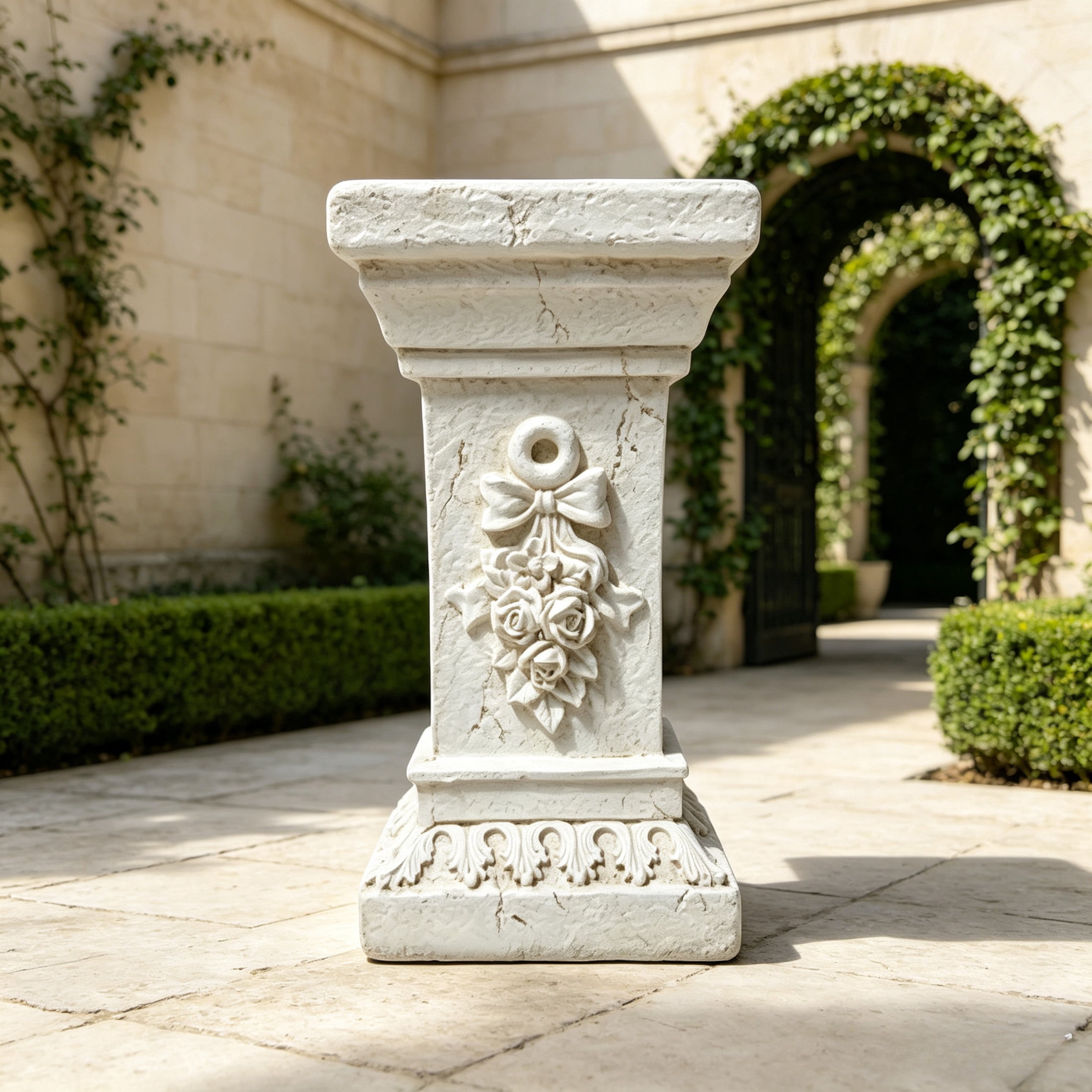 GDF Studio 11" Ancient Greek Style Carved Roman Column Pedestal, Garden Display Stand for Statues & Ornaments
