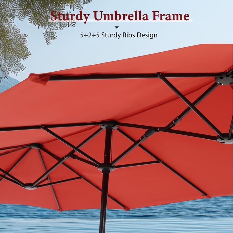 Mf Studio 13 ft Large Patio Umbrella Double sided Outdoor Market Umbrella Orange Red Mf Studio 13 ft Large Patio Umbrella Double sided Outdoor Market Umbrella Orange Red