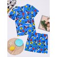 thumbnail image 4 of QEFJNO 3-12Y Kids Boys Pajamas Set 2 PCS Short Sleeve Top and Shorts Pants for Toddler Boys Race Car Pjs Summer, 4 of 13