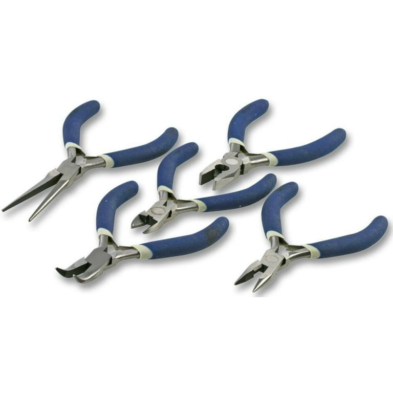 5 Mini Dipped Handle Bent Nose Pliers