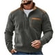 thumbnail image 2 of pstuiky Camisas de manga larga abrigadas para hombre, Suéter informal de moda para hombre, color liso, con bolsillos y cremallera, manga larga y cuello alto. tops de invierno para hombre s, 2 of 3