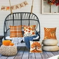 thumbnail image 2 of Fall Throw Pillow Covers 18x18 Set of 4 Thanksgiving Pumpkin Pillow Covers Orange Plaid Autumn Pillow Case Maple Leaves Cushion Covers Outdoor Sofa Couch Home Decorations 18 Inch, 2 of 5
