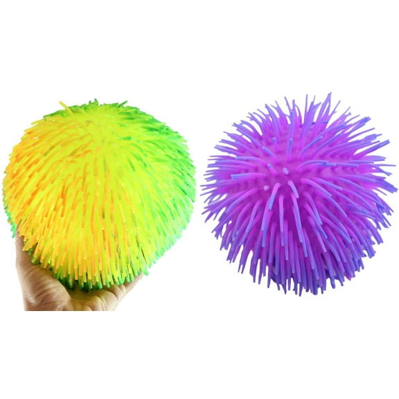 2 Multi-Color Tie Dye Swirl Jumbo 8" Puffer Ball - Sensory Therapy Fidget Stress Balls - OT Autism SPD (1 RANDOM TIE DYE & 1 RANDOM 2-TONE)