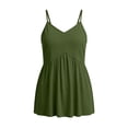 thumbnail image 5 of Tqcoqu Women's Crewneck Spaghetti Strap Pleated Ruffle Hem Sleeveless Cami Tank Peplum Top,Army Green Women's S-XXL, 5 of 7