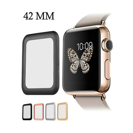 iClover Apple Watch Screen Protector 42MM Full Coverage [Anti-Scratch]Tempered Glass Apple Watch Series 1/2/3 Cover with High Definition & 3D Curved Edge Screen