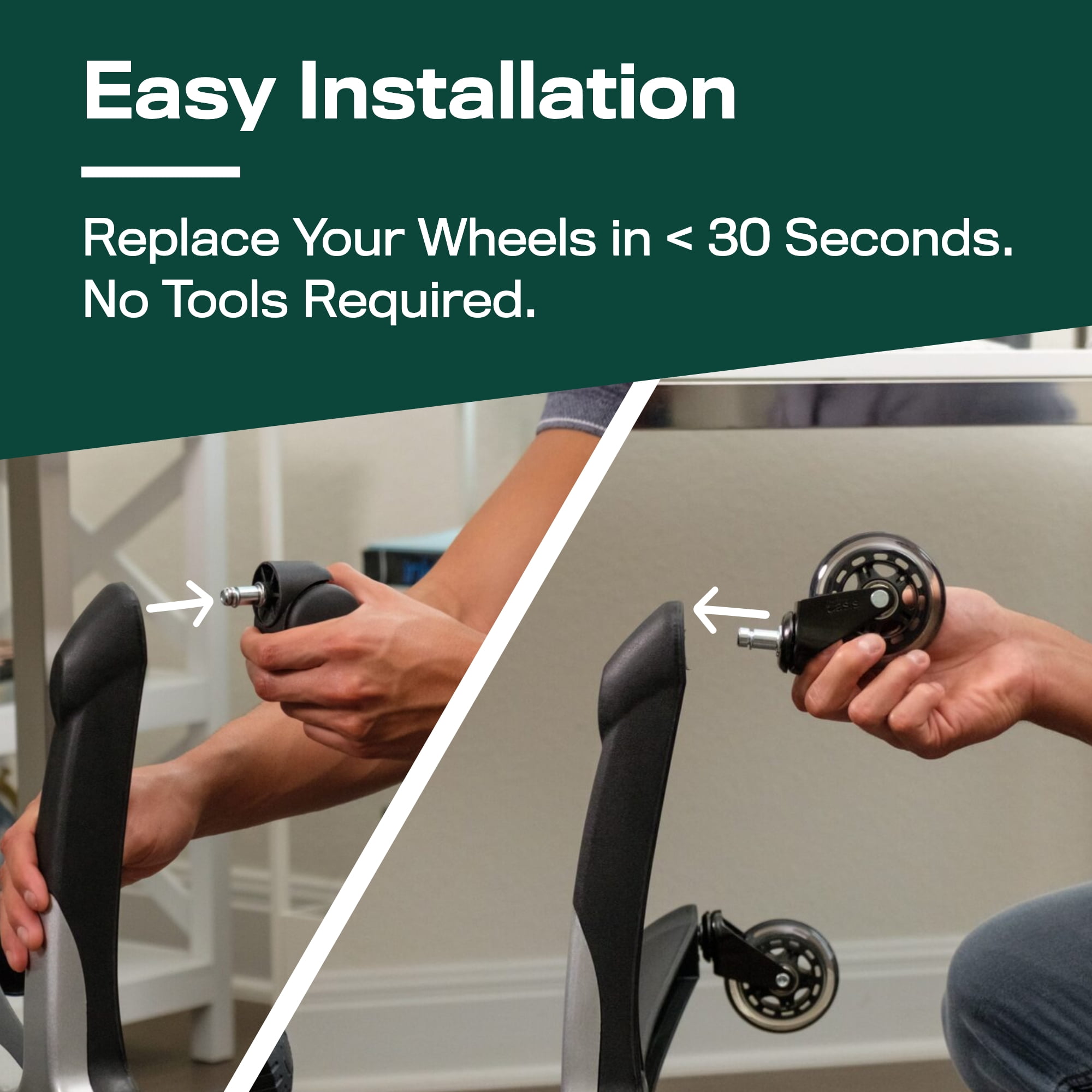 The Office Oasis Original Rollerblade Office Chair Wheels (As Seen On PBS) - Set of 5 - Black