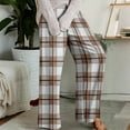 thumbnail image 2 of WTOBBY Women's Plaid Print Drawstring Elastic Waist Comfortable Straight Leg Loose Pajama Pants for Casual Sleepwear and Home Lounging,Khaki S, 2 of 4