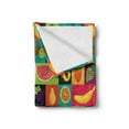 thumbnail image 2 of Retro Soft Flannel Fleece Throw Blanket, Pop Art Grunge Style Fruits Colorful Vintage Set Organic Style Food Vegan Pattern, Cozy Plush for Indoor and Outdoor Use, 50" x 70", Multicolor, by Ambesonne, 2 of 6