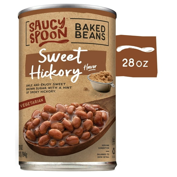 Saucy Spoon Sweet Hickory Baked Beans, Canned Beans, 28 oz Can