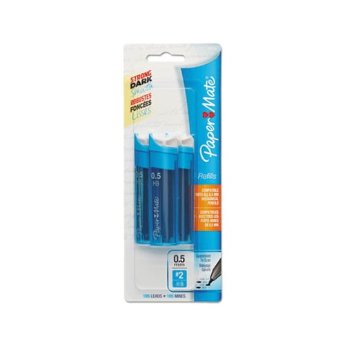 Lead Refills 0.5 mm, HB, Black, 35/Tube, 3 Tubes/Pack