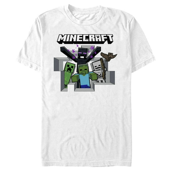 Men's Minecraft Enemy Mobs Graphic Tee White 3X Large