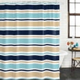 thumbnail image 2 of Khaki Striped Shower Curtain, Waterproof Shower Curtains for Bathroom, Navy Blue Farmhouse Stripes Modern Abstract Art Washable Fabric Bathtub Curtain Set Bath Decor with 12 Hooks Extra Long 72"x96", 2 of 8