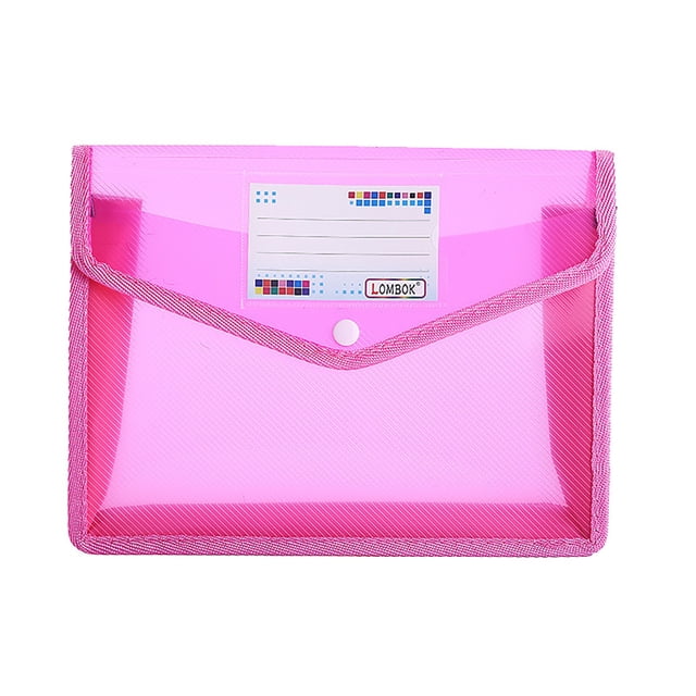 Clearance! Plastic File Folders Envelope Expanding File Wallet Organizer Documents Folder with Snap Closure and Pocket A5 Size Transparent File Pouch for School (Assorted Color Vertical) Pink