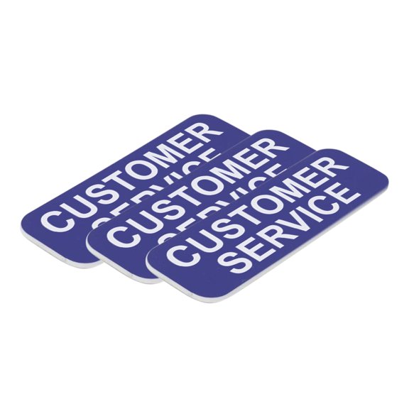 Customer Service 1 x 3" Name Tag, Blue (3 Pack)