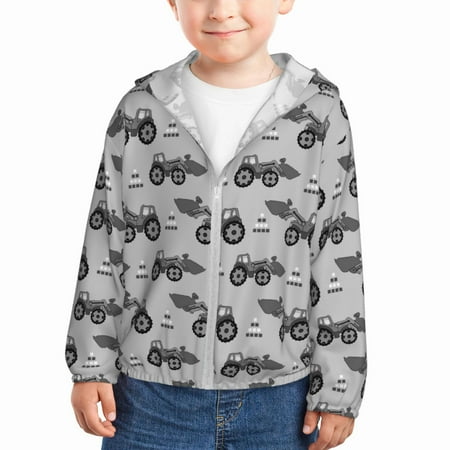 

Zeuib Gray Tractor Print Girls & Boys Sun Protection Hoodie with UPF 50+ Children’s Quick-Dry Jacket Perfect for Outdoor Activities-3 Years