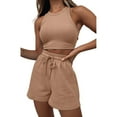 thumbnail image 4 of GZWYHT Lounge Sets for Women Comfy Sets for Women Clothing Workout Outfits For Women Casual Sets Yoga Shorts Set Two Piece Sets for Women Two Piece Sets for Women Summer Khaki XL, 4 of 9