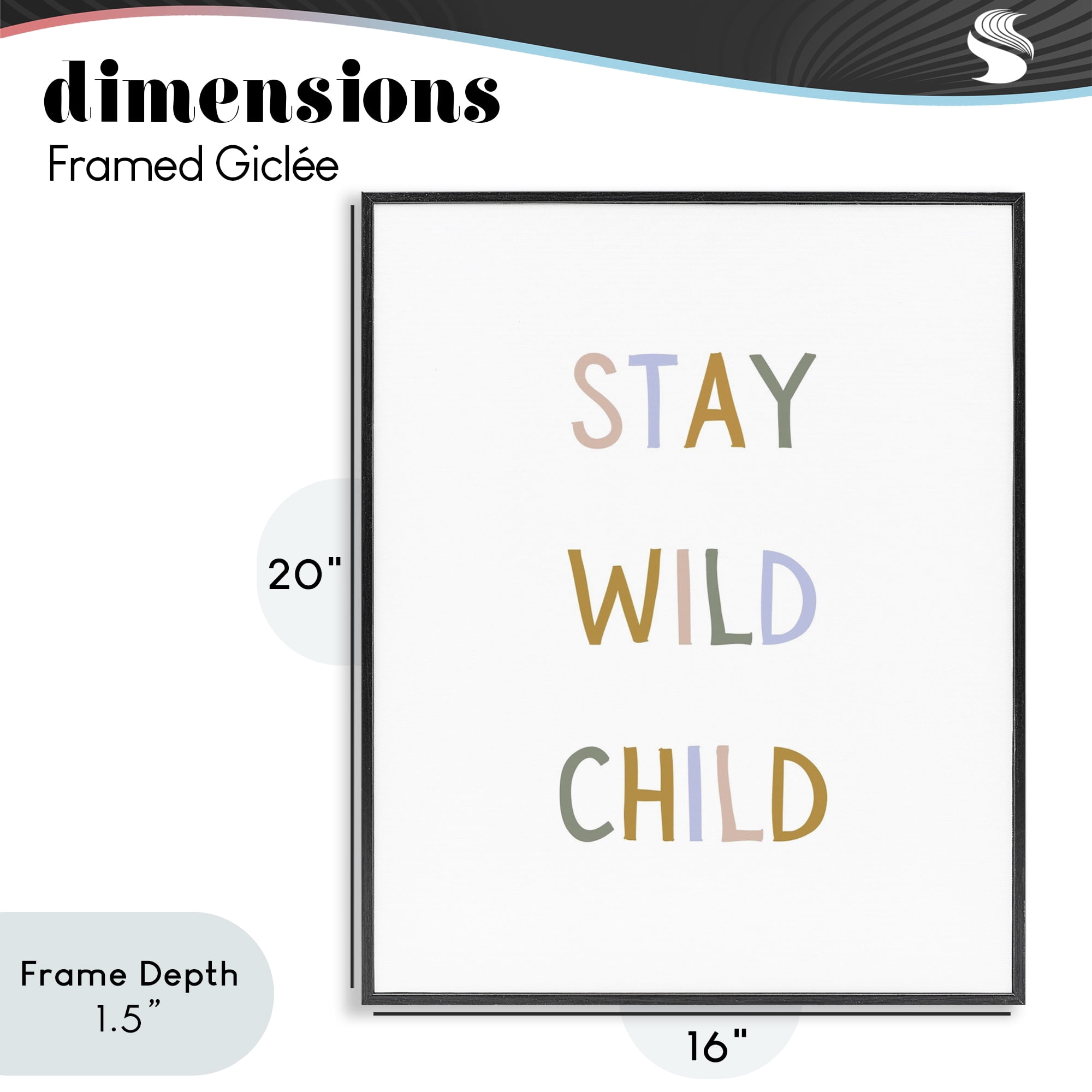 Stupell Industries Stay Wild Child Black Framed Giclee Art, design by Katie Griggs