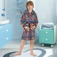 thumbnail image 3 of FORMRS Niños Bathrobe Unisex Hooded Robe Soft Plush Pajamas Sleepwear, Size 7-9T, Blue Abstract Eagle, 3 of 7