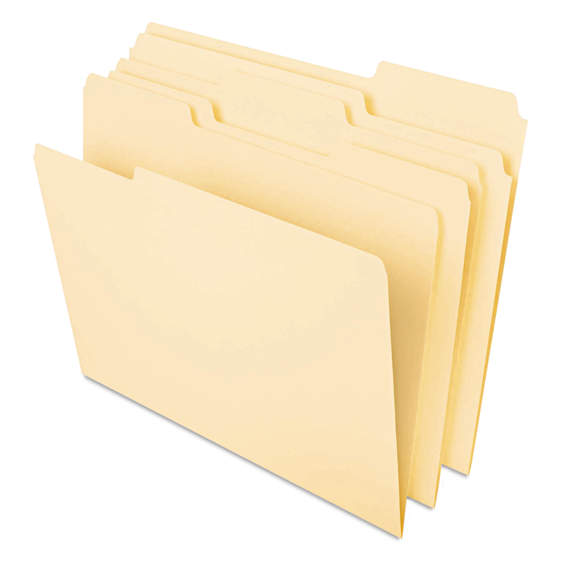 File Folders, 1/5 Cut Assorted, One-Ply Top Tab, Legal, Manila (100 