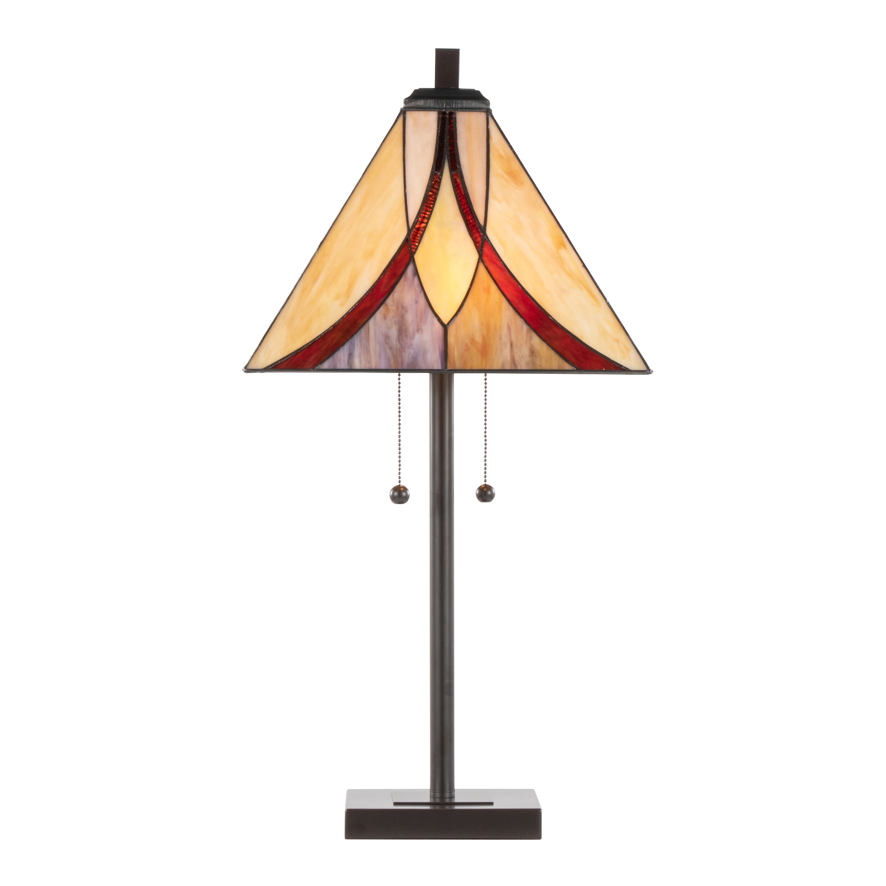 30" Table Lamp in Oil Rubbed Bronze Metal with Brown and Cream Glass