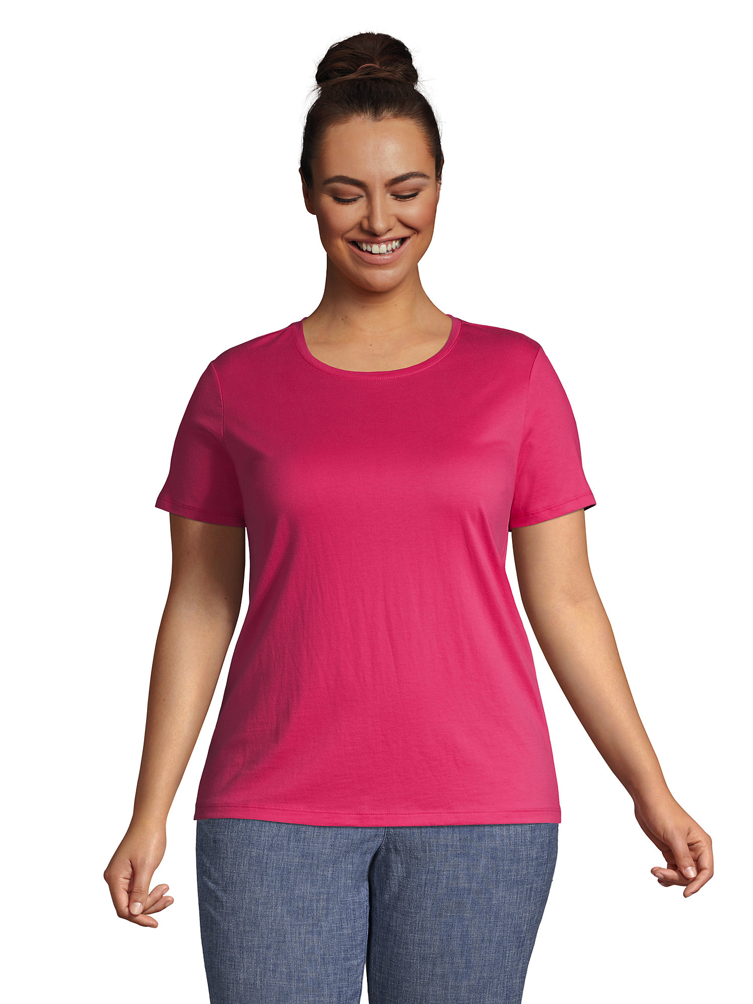 Lands' End Women's Plus Size Relaxed Supima Cotton Short Sleeve