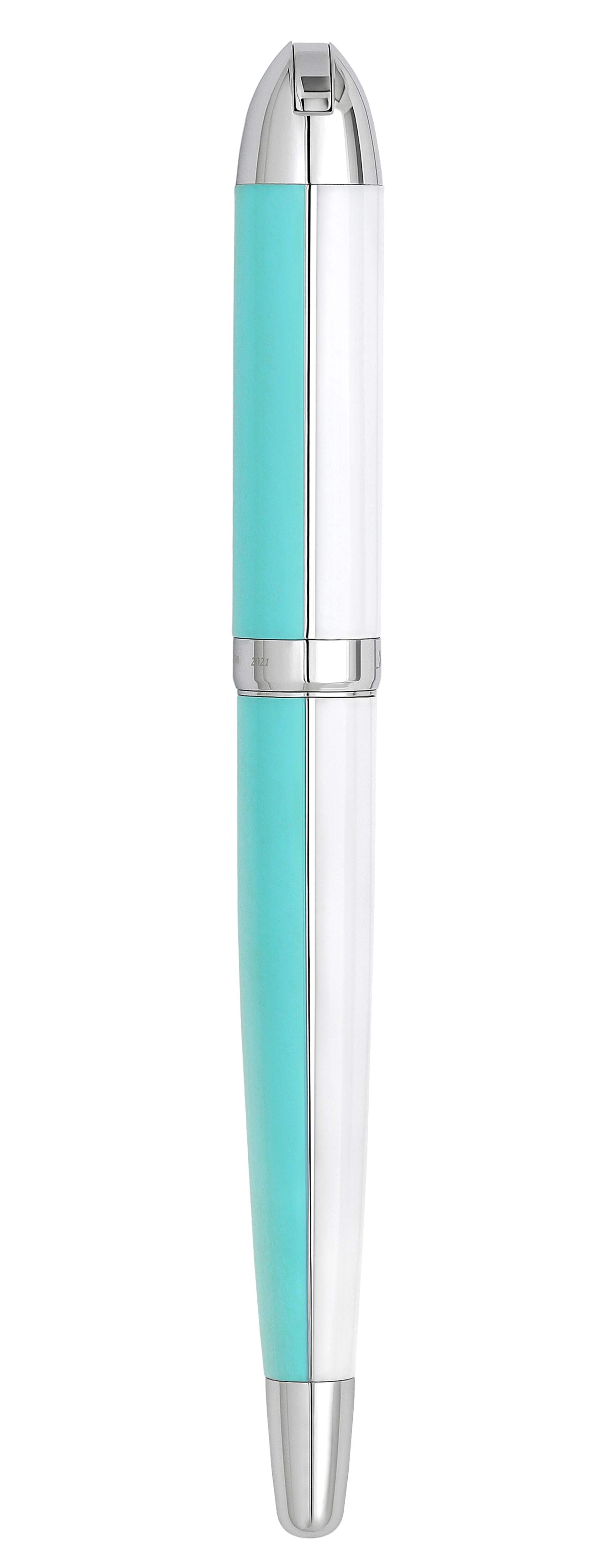Xezo Xezo Visionary® Brass  Aluminum Enameled Fountain Pen (Fine Nib) - Sky Blue / White