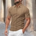 thumbnail image 2 of Zylarhe Men T Shirts Men's Summer Casual Style Solid Colour Short Sleeve Lapel T Shirt Tops Large Mens Shirts, 2 of 9