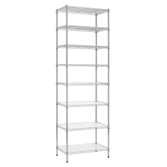 Finnhomy 8-Tier Steel Wire Shelving Unit, Adjustable, 8 Shelves, 23.3"W x 13.5"D x 72"H, with Leveling feet & Safety Device, NSF Certified, Silver
