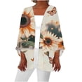 thumbnail image 2 of Axiiglly Cardigan for Women Plus Size Lightweight Cardigans Autumn Casual Comfy Puff Sleeve Open Front Tops Floral Print Loose Swim Beach Bathing Suit Cover Up, 2 of 5