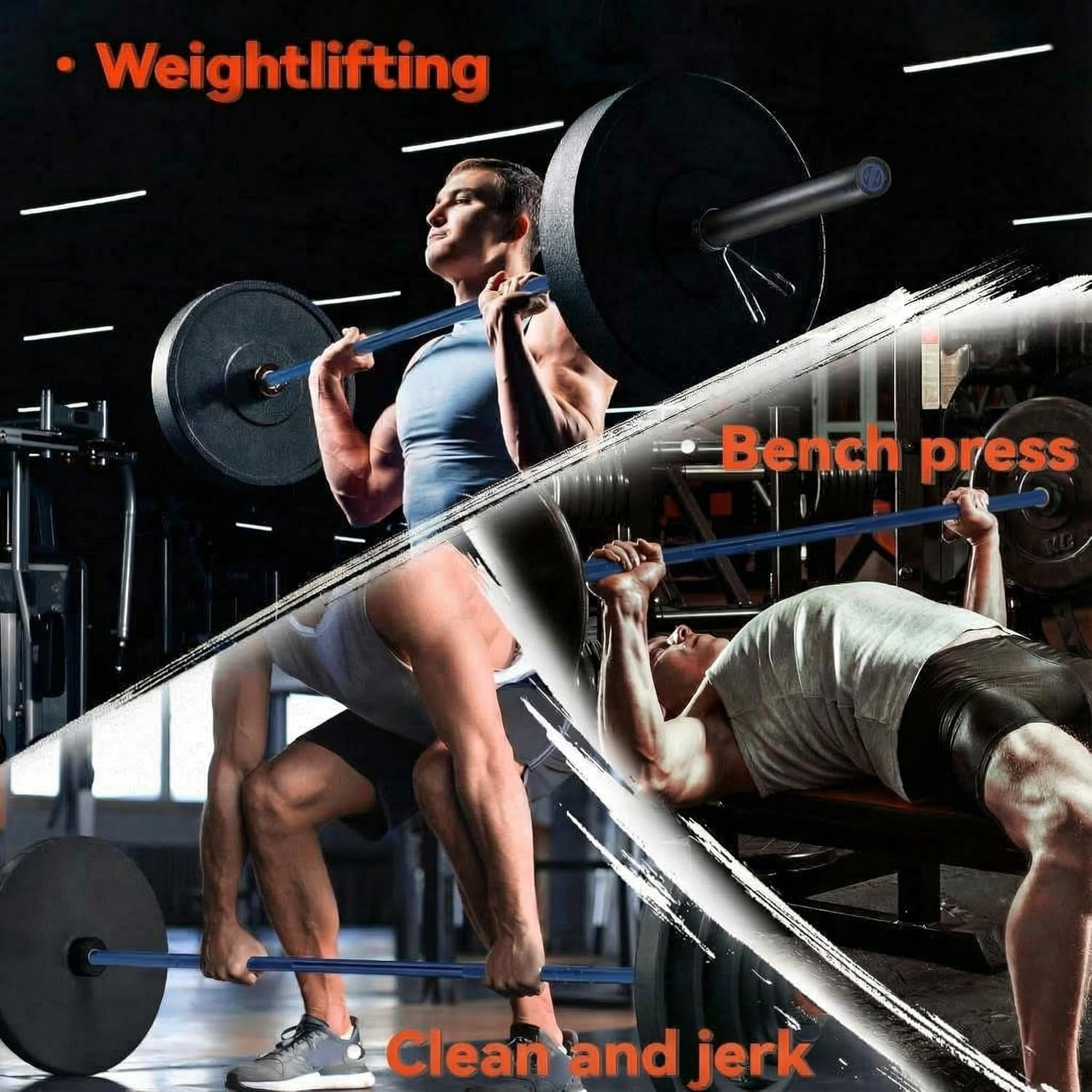 7FT Olympic Barbell, 45LB Weight Bar for Bench Press, 700lb/1000lb/1500lb High Capacity, Hard Chrome, Knurled Grip,Strength Training Bars for Squat,Deadlift, Weightlifting, Fits 2 Inch Plates
