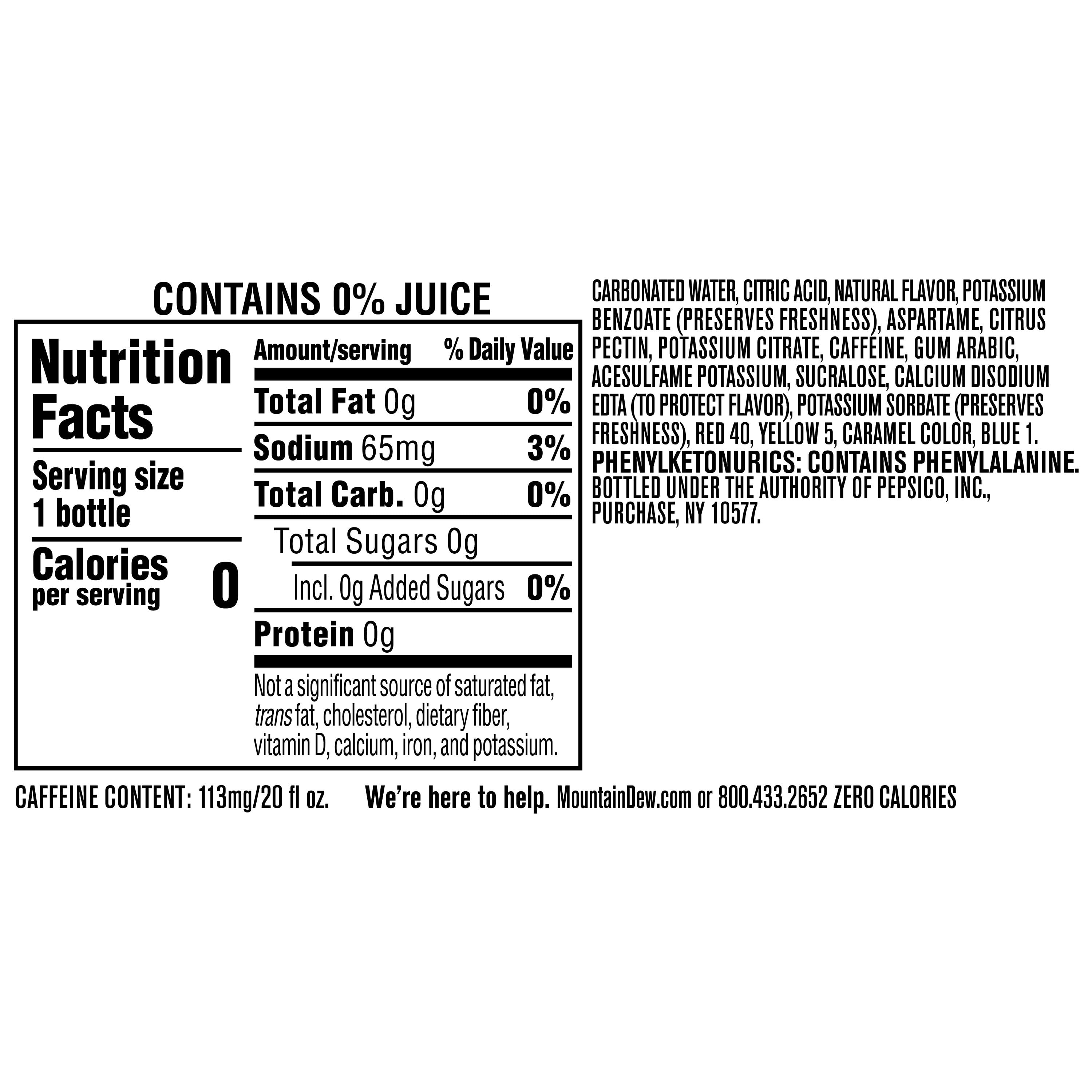 Diet Mountain Dew Code Red Cherry Citrus Soda Pop, 20 fl oz Bottle