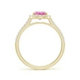 thumbnail image 2 of Angara Rings - Natural 1.45 ct Pink Sapphire Halo Ring with Diamonds in 14K Yellow Gold for Women (Size-8x6mm) | September Birthstone Jewelry, Birthday, Anniversary, Jewelry Gift for Women, 2 of 8