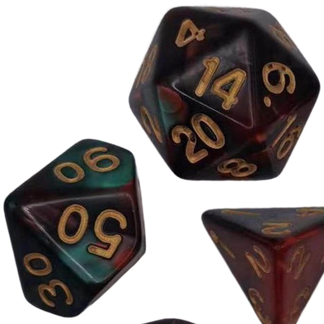 7x Polyhedral Dices Smooth D4-D20 for Math d4 d8 Teaching Bar Table Board Games Red Green