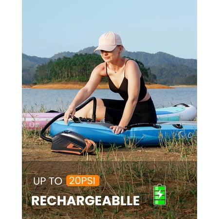 OutdoorMaster 20PSI High Pressure 74Wh Rechargeable SUP Air Pump Electric Shark 3 - Auto-Off & Deflation,12V DC & Type-C Input, for Inflatable Stand Up Paddle Boards, Boats