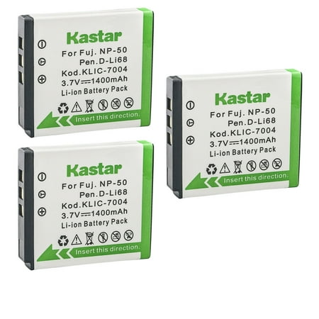 Image of Kastar Battery 3-Pack Replacement for Pentax D-LI68 D-LI122 Battery Optio A36 Optio A40 Optio S10 Optio S12 Optio VS20 Optio Q Optio Q7 Optio Q10 Optio Q-S1 Optio V10 Ricoh WG-M2 Camera