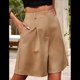 thumbnail image 4 of Pantalones Cortos de Verano para Mujer, con Cintura Elástica, Pierna y Hasta la Rodilla, con Bolsillos, Color Camello, Talla M, 4 of 8