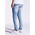 thumbnail image 3 of Crysp Denim Men's Light Wash Distressed Rip & Repair Skinny Fit Stretch Jeans (38, Light Blue Stonewash), 3 of 6